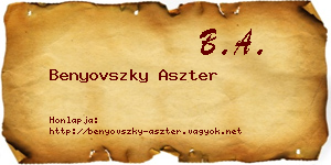 Benyovszky Aszter névjegykártya